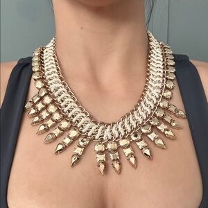 BCBGMaxAzria Gold and Cream Statement Necklace